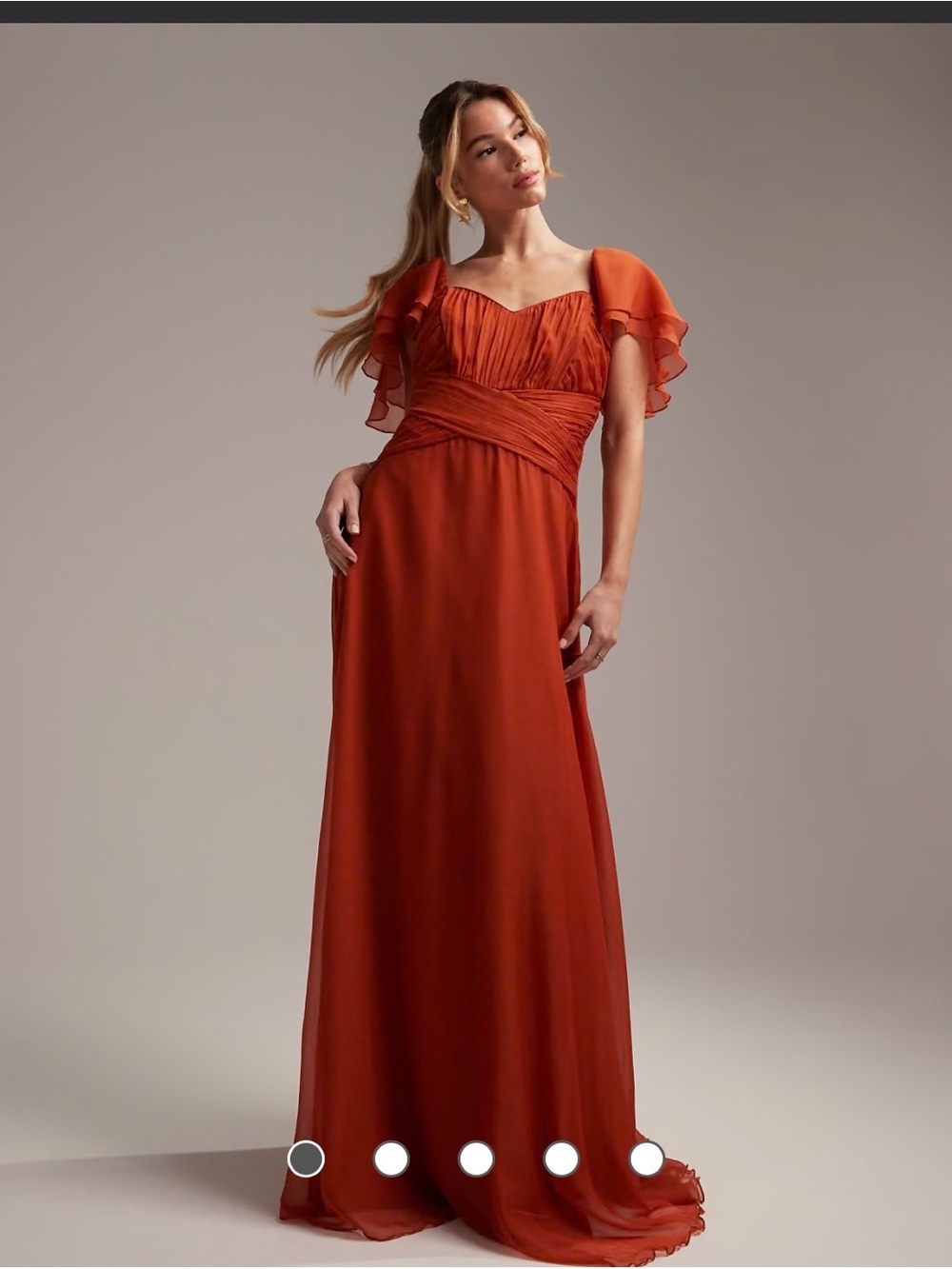 ASOS Rust Orange Maxi Dress with Flutter Sleeves